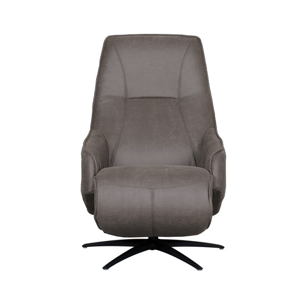 Elektrische Fauteuil Odense antraciet microvezel, vooraanzicht op witte achtergrond