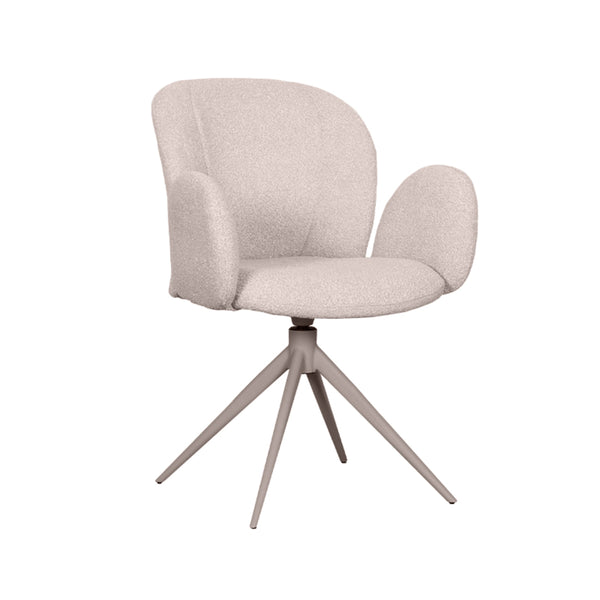 Eetkamerstoel Kimball | Naturel Bouclé | Taupe Onderstel — Vooraanzicht - witfoto