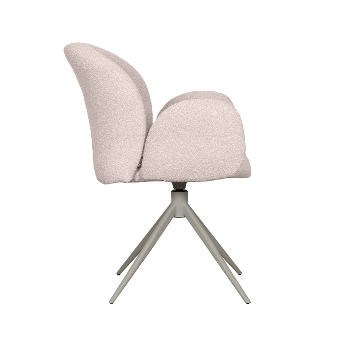 Eetkamerstoel Kimball | Naturel Bouclé | Taupe Onderstel — Zijaanzicht - witfoto