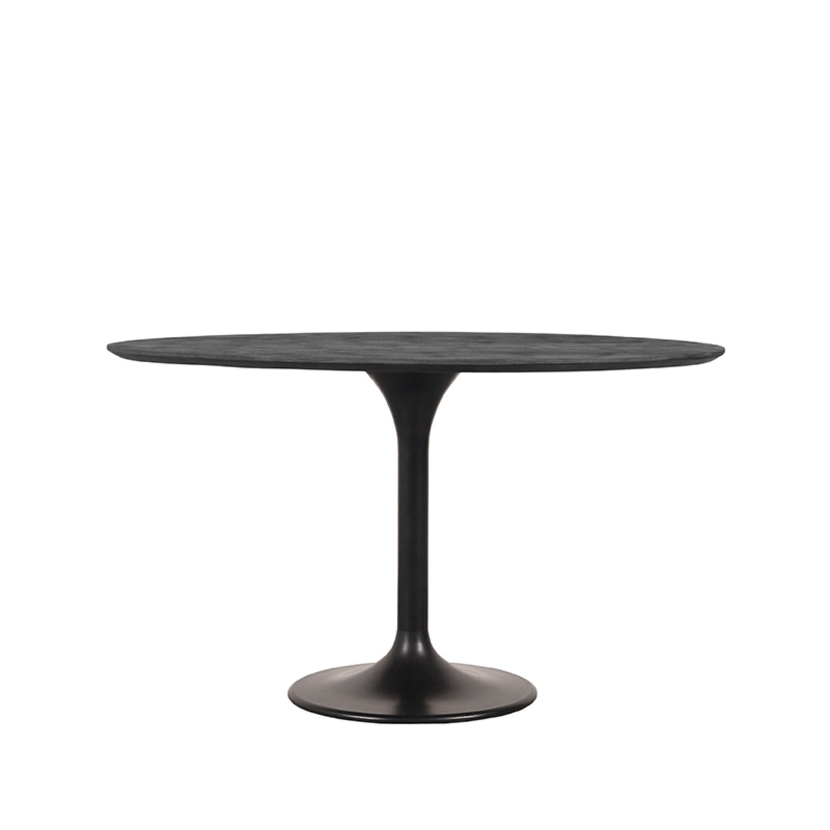 Eettafel Otto zwart mangohout, vooraanzicht op witte achtergrond