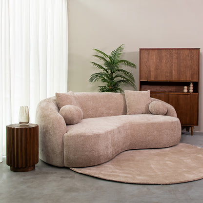 Bank Novo beige stof, schuin vooraanzicht in een interieur