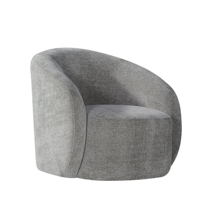 Fauteuil Alby grijs stof, schuin vooraanzicht op witte achtergrond