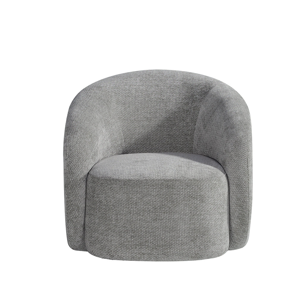 Fauteuil Alby grijs stof, vooraanzicht op witte achtergrond