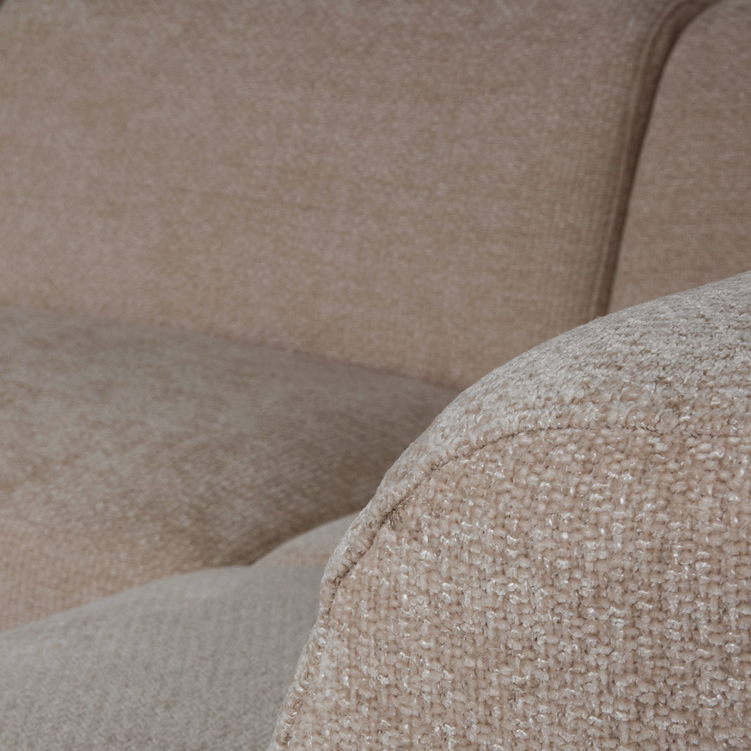 Hoekbank Rodano beige stof, detail van het materiaal