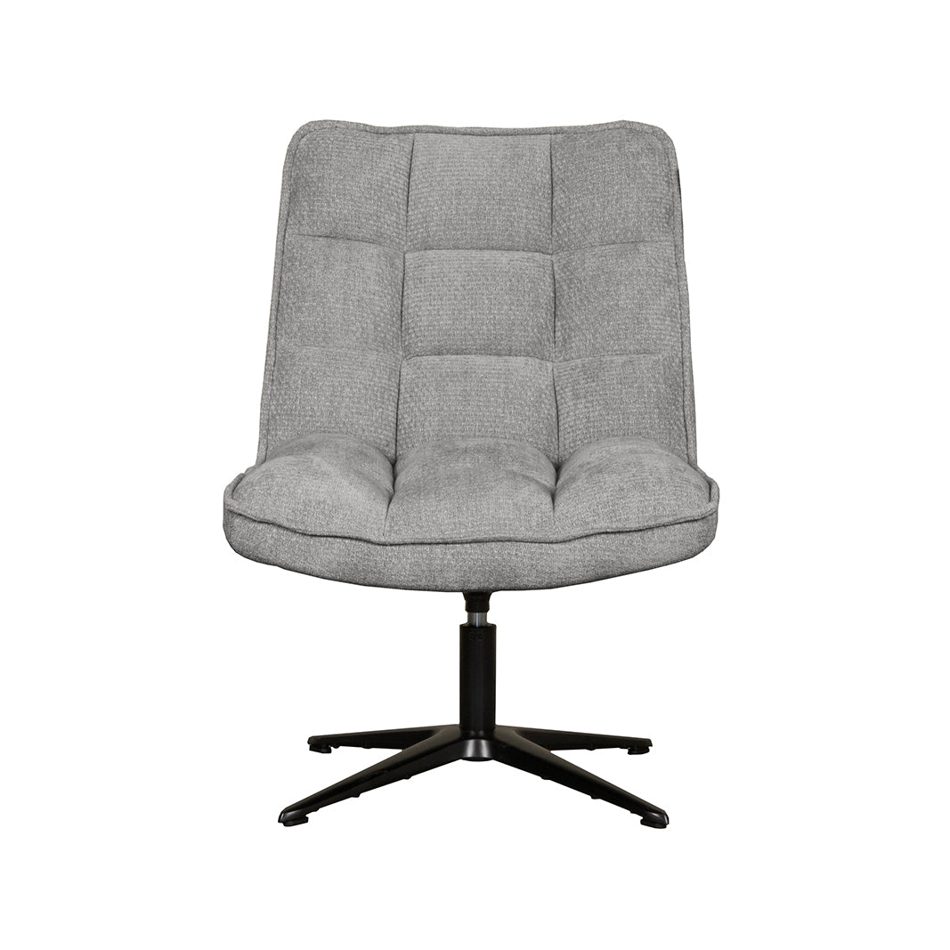 Fauteuil Vince grijs stof, vooraanzicht op witte achtergrond