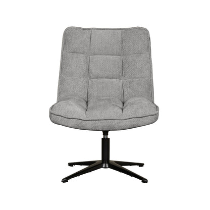 Fauteuil Vince grijs stof, vooraanzicht op witte achtergrond