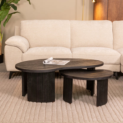 Salontafel Set Timon | Zwart Mangohout — Algemene Sfeerfoto