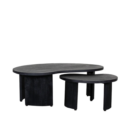 Salontafel Set Timon | Zwart Mangohout — Vooraanzicht - witfoto