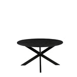 Eettafel Otis zwart mangohout, vooraanzicht op witte achtergrond
