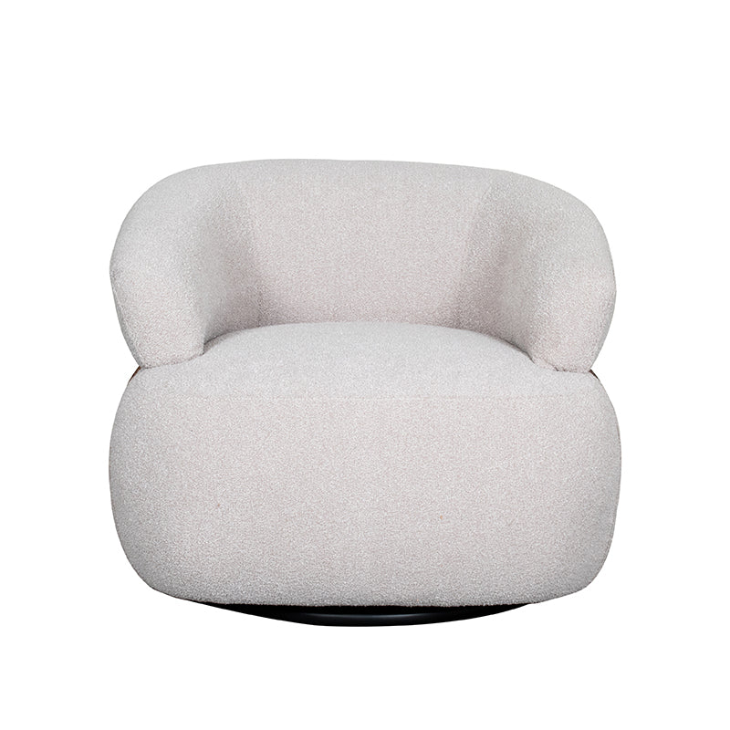 Fauteuil Valenza naturel boucle walnoot eiken, vooraanzicht op witte achtergrond