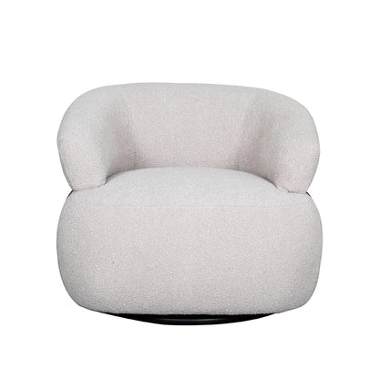 Fauteuil Valenza naturel boucle walnoot eiken, vooraanzicht op witte achtergrond