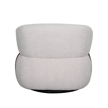 Fauteuil Valenza naturel boucle walnoot eiken, achteraanzicht op witte achtergrond