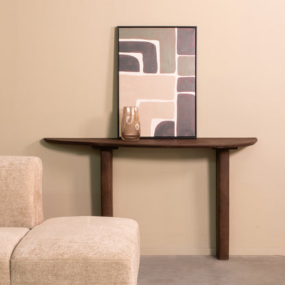 Sidetable Wow bruin mangohout, vooraanzicht in een interieur