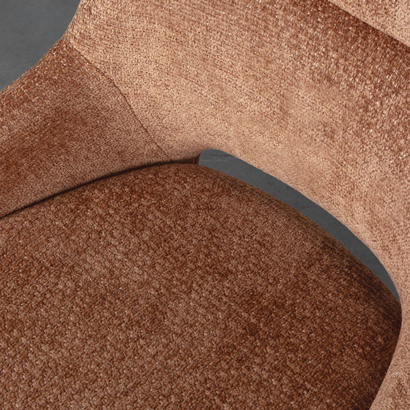 Eetkamerstoel Marlow bruin stof magazijn leegverkoop, detail van het materiaal