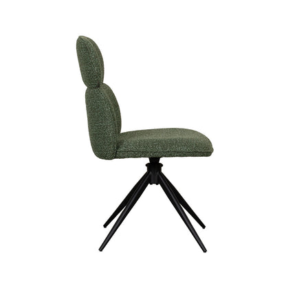 Eetkamerstoel Finn | Groen Bouclé — Zijaanzicht - witfoto