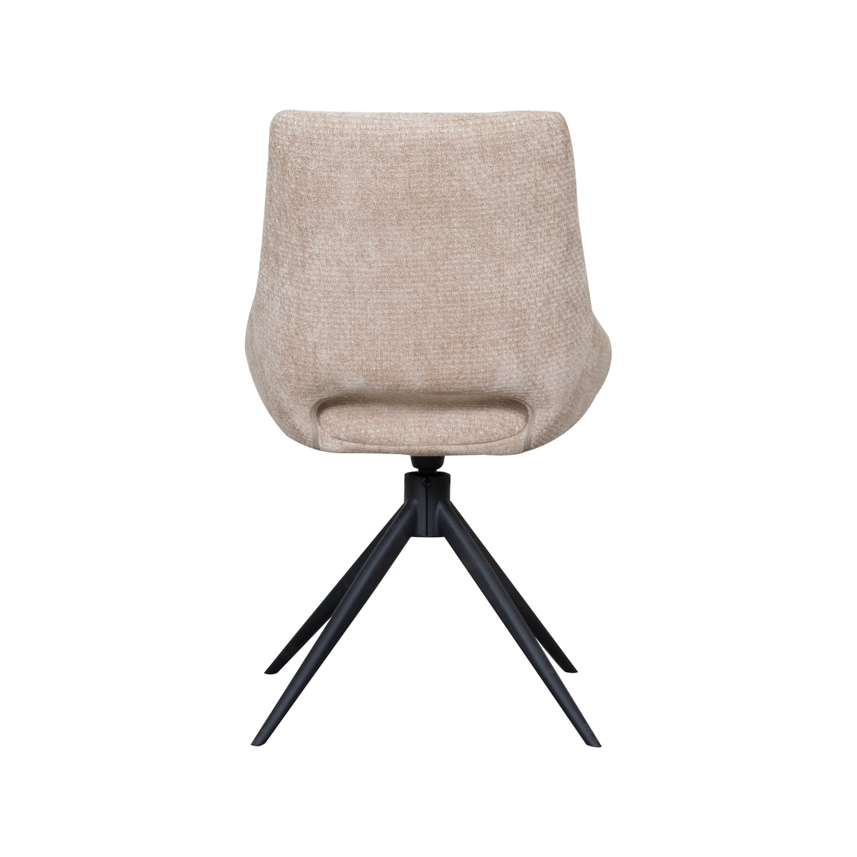 Eetkamerstoel Marlow beige stof, achteraanzicht op witte achtergrond