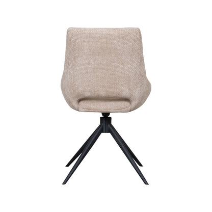 Eetkamerstoel Marlow beige stof, achteraanzicht op witte achtergrond