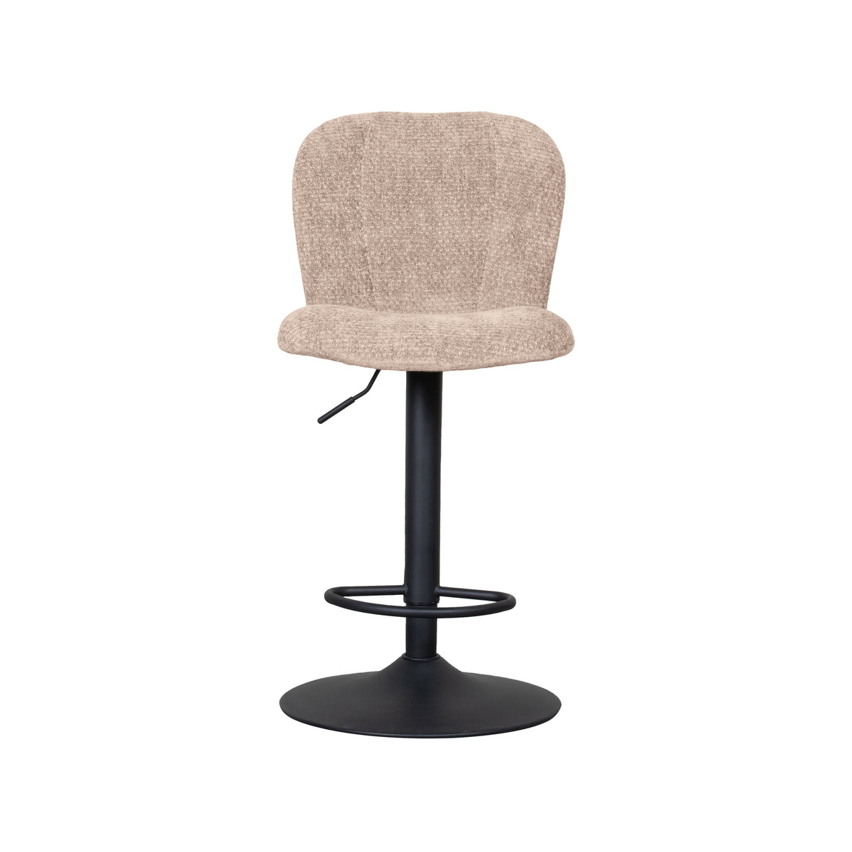 Barkruk Vino beige stof, vooraanzicht op witte achtergrond