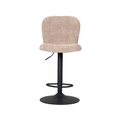 Barkruk Vino beige stof, vooraanzicht op witte achtergrond