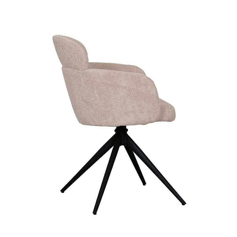Eetkamerstoel Levi | Beige Stof — Zijaanzicht - witfoto