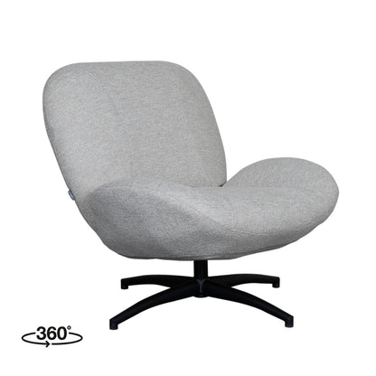Fauteuil Clayton naturel stof, schuin vooraanzicht op witte achtergrond