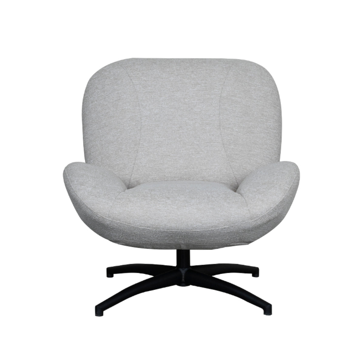 Fauteuil Clayton naturel stof, vooraanzicht op witte achtergrond