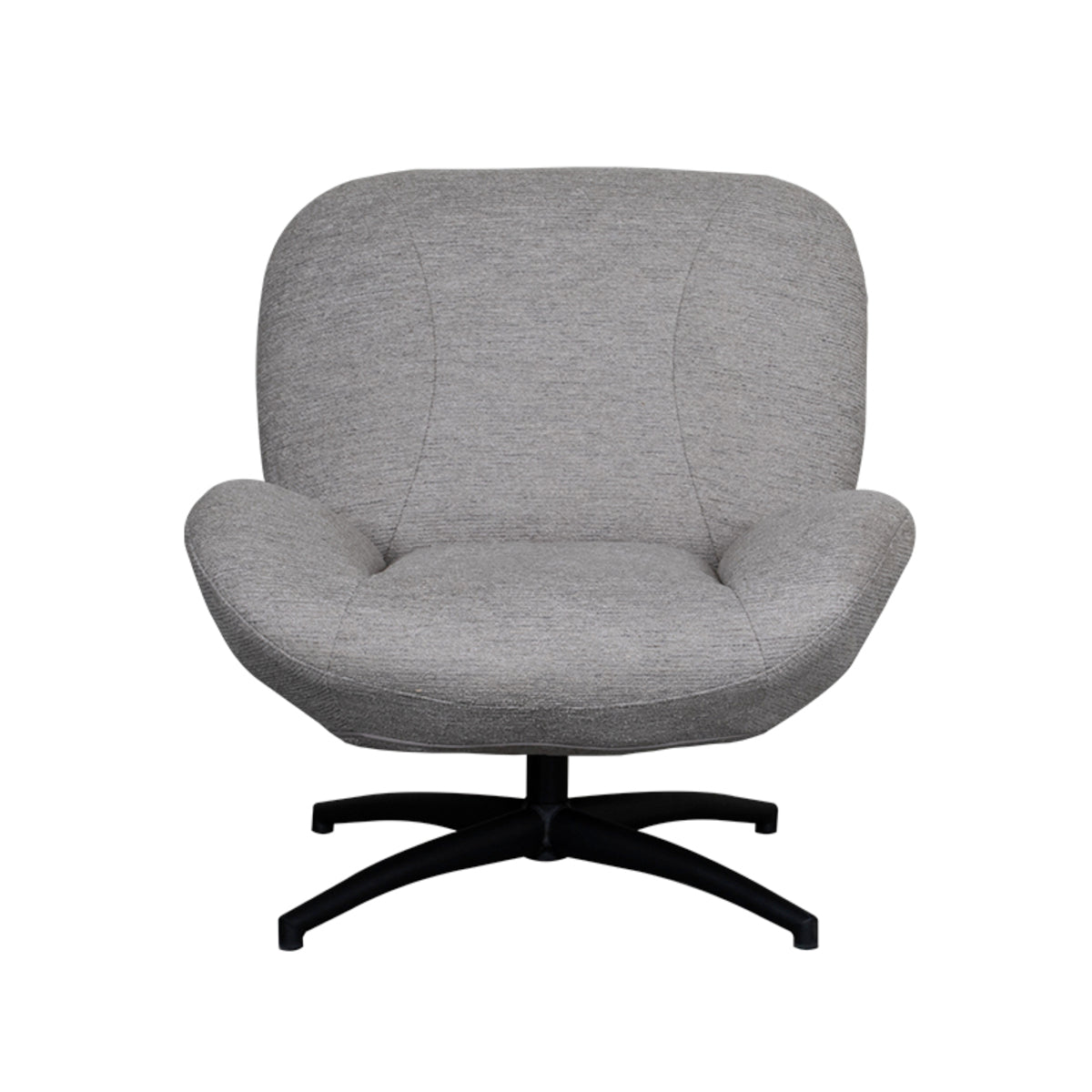 Fauteuil Clayton beige stof, vooraanzicht op witte achtergrond
