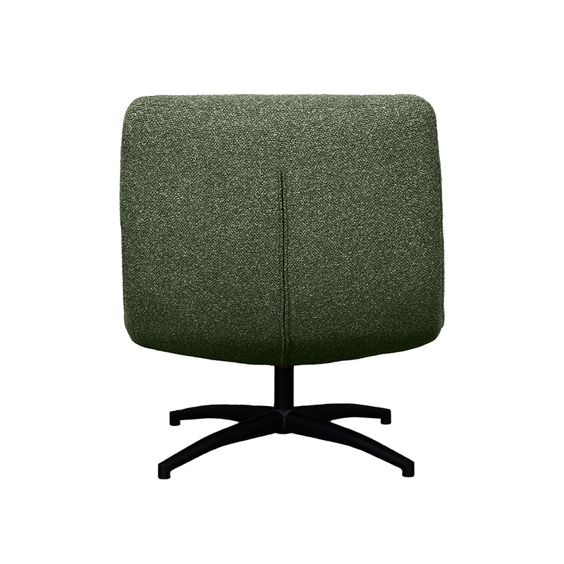 Fauteuil Calix groen bouclé, achteraanzicht op witte achtergrond