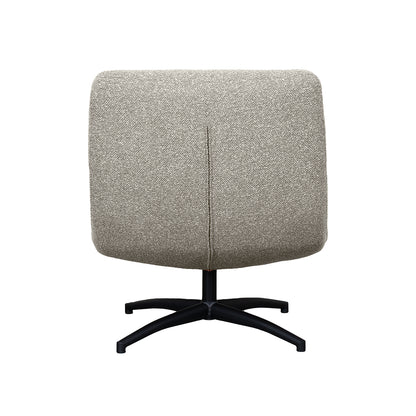 Fauteuil Calix grijs bouclé, achteraanzicht op witte achtergrond