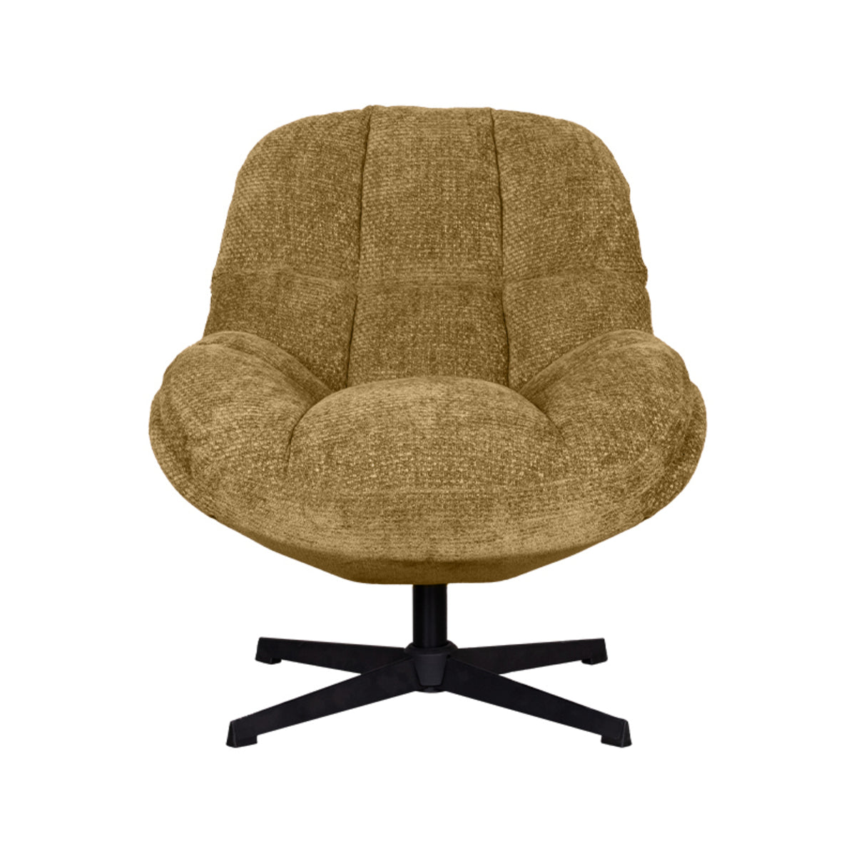 Fauteuil Huxley geel stof, vooraanzicht op witte achtergrond