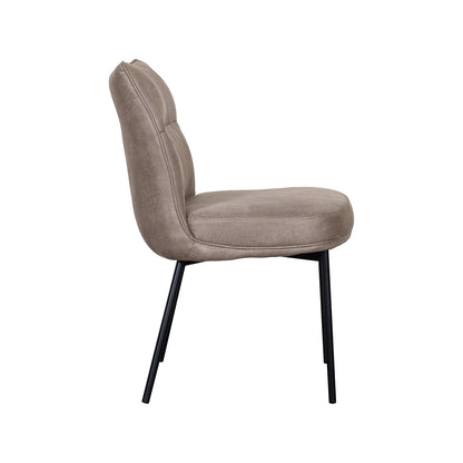 Eetkamerstoel Lennon taupe micro suede, zijaanzicht op witte achtergrond