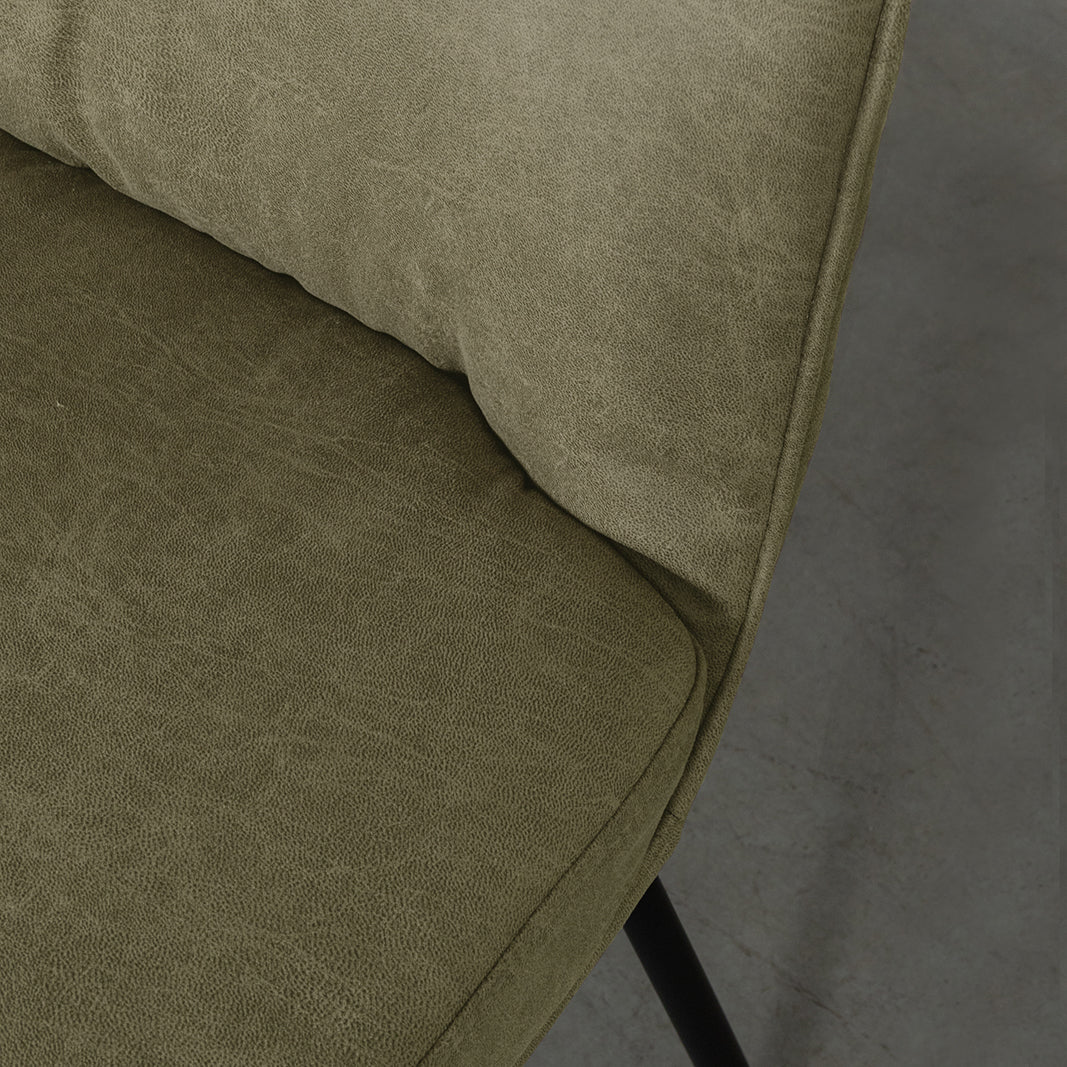 Eetkamerstoel Lennon groen stof, detail van het materiaal