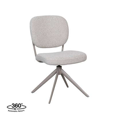 Eetkamerstoel Geneva | Naturel Bouclé | Taupe Onderstel — Vooraanzicht - witfoto