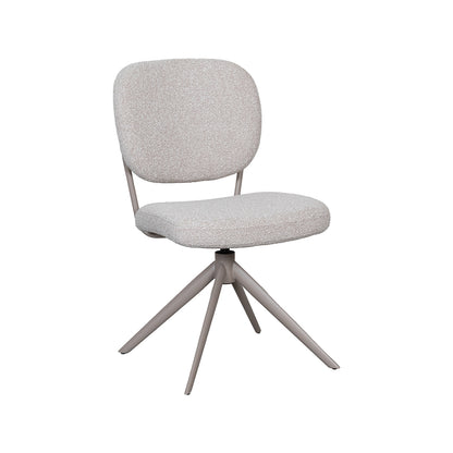 Eetkamerstoel Geneva | Naturel Bouclé | Taupe Onderstel — Zijaanzicht - witfoto
