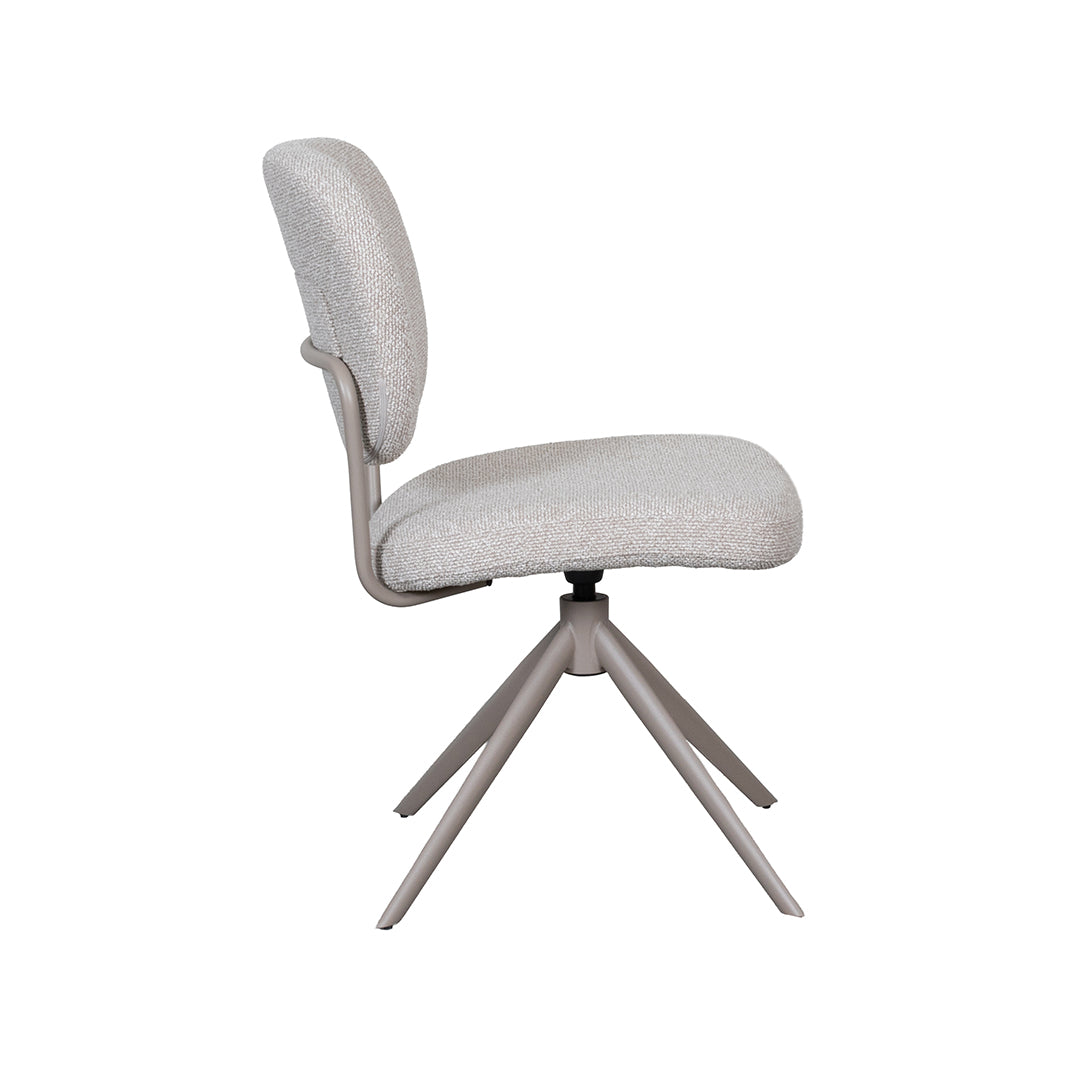 Eetkamerstoel Geneva | Naturel Bouclé | Taupe Onderstel — Zijaanzicht - witfoto