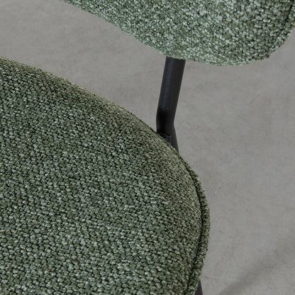 Eetkamerstoel Senn groen bouclé, detail van het materiaal