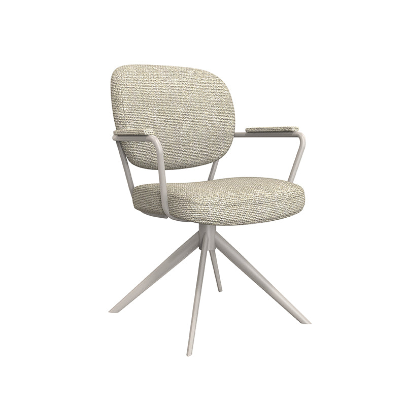 Eetkamerstoel Basel | Naturel Bouclé | Taupe Onderstel — Zijaanzicht - witfoto