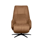 Relaxfauteuil Odense bruin microvezel, vooraanzicht op witte achtergrond