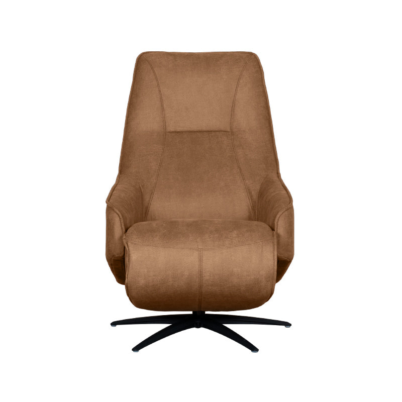 Relaxfauteuil Odense bruin microvezel, vooraanzicht op witte achtergrond