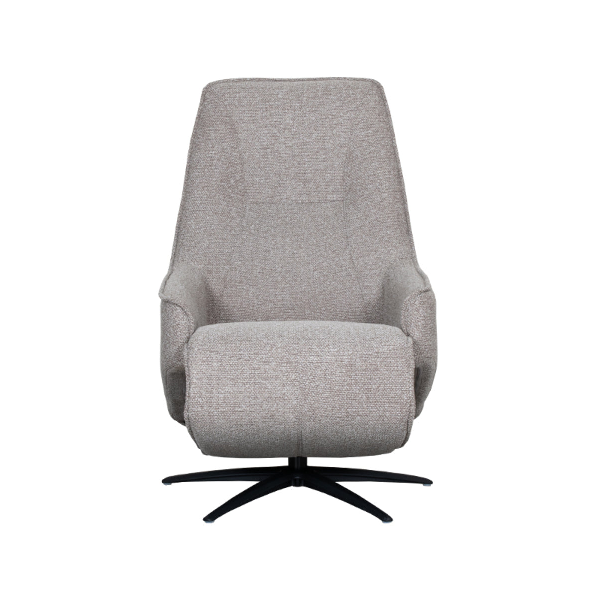 Relaxfauteuil Odense truffel/grijs bouclé, vooraanzicht op witte achtergrond