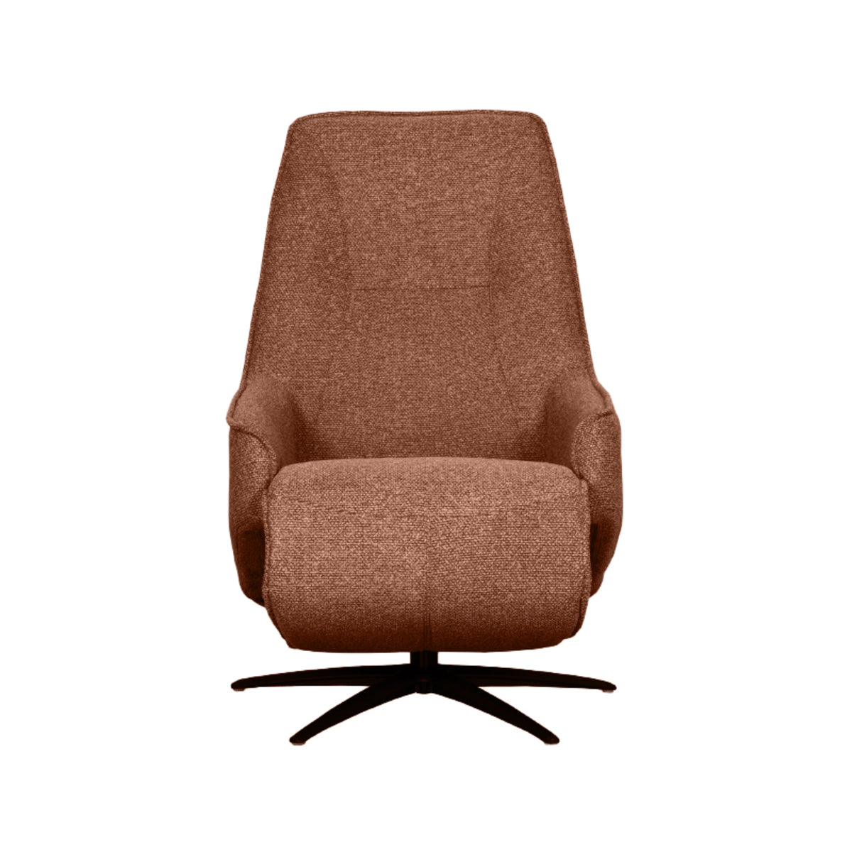 Relaxfauteuil Odense rood bouclé, vooraanzicht op witte achtergrond