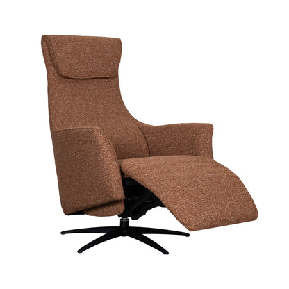 Relaxfauteuil Lund rood bouclé, detail van de functie