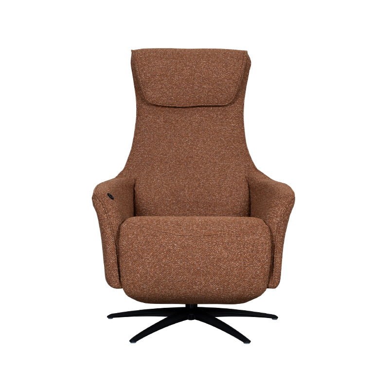 Relaxfauteuil Lund rood bouclé, vooraanzicht op witte achtergrond