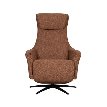 Relaxfauteuil Lund rood bouclé, vooraanzicht op witte achtergrond