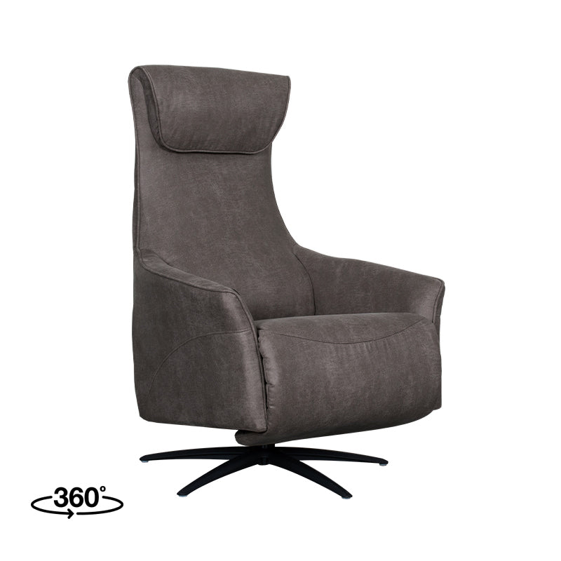 Fauteuil Lund grijs microvezel, schuin vooraanzicht op witte achtergrond