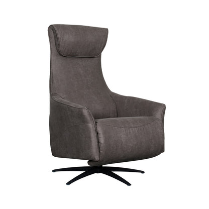 Fauteuil Lund grijs microvezel, schuin vooraanzicht op witte achtergrond
