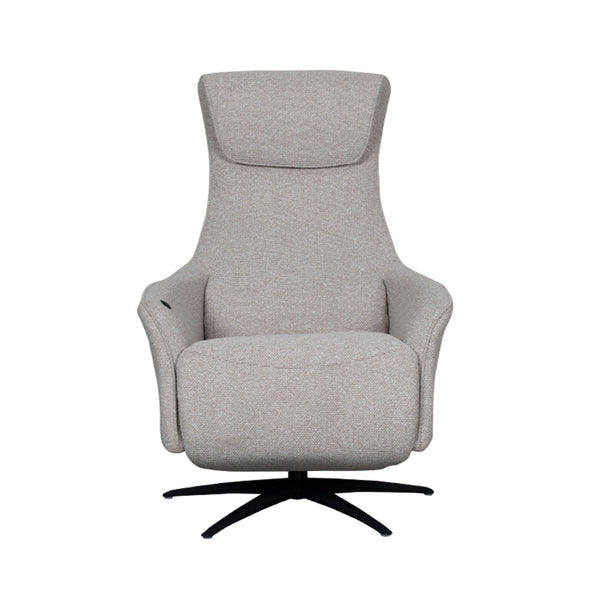 Relaxfauteuil Lund naturel bouclé, vooraanzicht op witte achtergrond