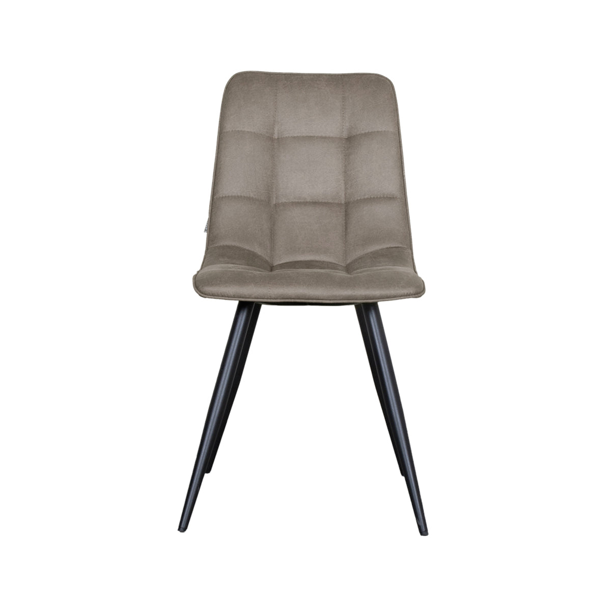 Eetkamerstoel Bistro taupe micro suede, vooraanzicht op witte achtergrond