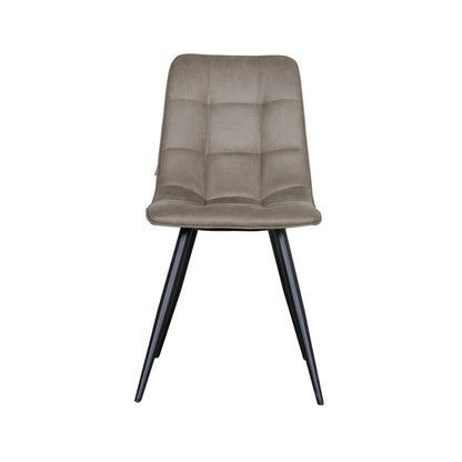 Eetkamerstoel Bistro taupe micro suede, vooraanzicht op witte achtergrond