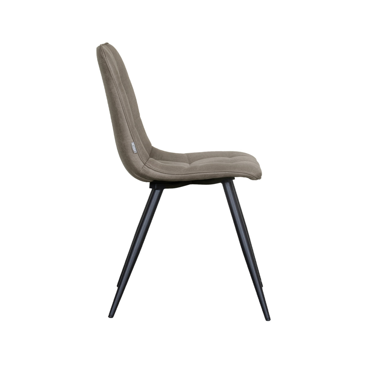 Eetkamerstoel Bistro taupe micro suede, zijaanzicht op witte achtergrond